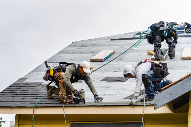 Professional Gutter Installation technician working in Ray, MI